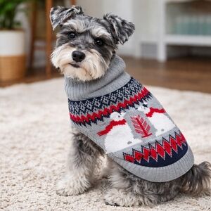 Hooded with Ears Gray & White Pet Dog Sweater with Polar Bear Design Small NWT